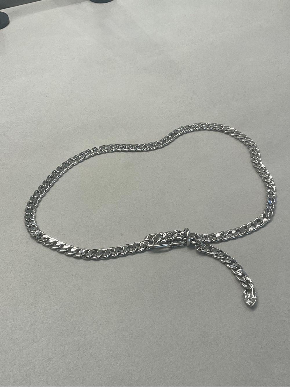 Women's Silver Chain Belt - Polished Metal Link Accessory